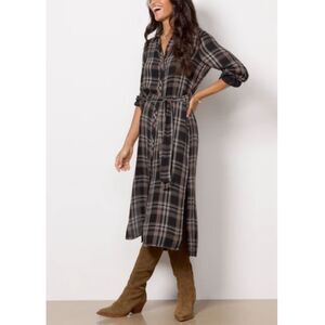 Cloth and Stone Maplewood Plaid Belted Duster Jacket Women’s Size Small